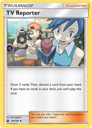 TV Reporter 149/168  - Reverse Holofoil SM  Celestial Storm - Uncommon