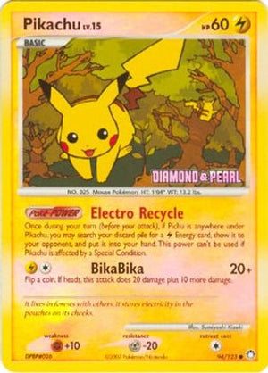 Pikachu (Diamond & Pearl) 094/123  - Reverse Holofoil Burger King Promos - Promo