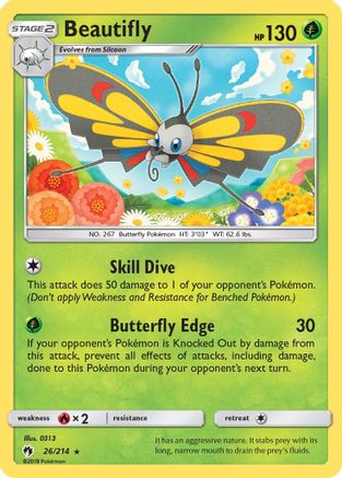 Beautifly 026  - Reverse Holofoil SM  Lost Thunder - Rare