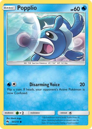 Popplio (64) (64) 064/214  - Reverse Holofoil SM  Lost Thunder - Common