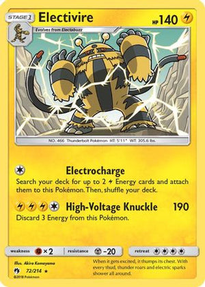 Electivire 072  - Reverse Holofoil SM  Lost Thunder - Rare