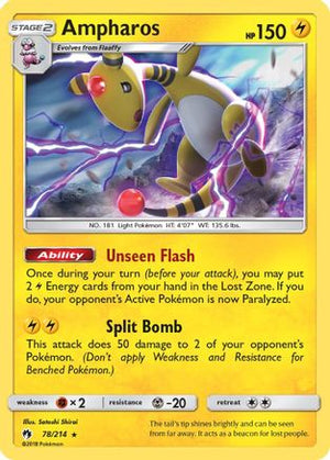 Ampharos 078/214  - Reverse Holofoil SM  Lost Thunder - Holo Rare