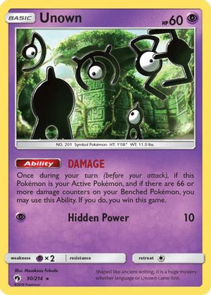 Unown (90) (90) 090/214  - Reverse Holofoil SM  Lost Thunder - Rare