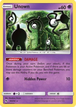 Unown (90) (90) 090/214  - Reverse Holofoil SM  Lost Thunder - Rare