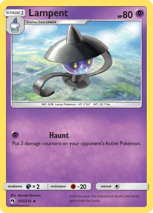 Lampent 102/214  - Reverse Holofoil SM  Lost Thunder - Uncommon