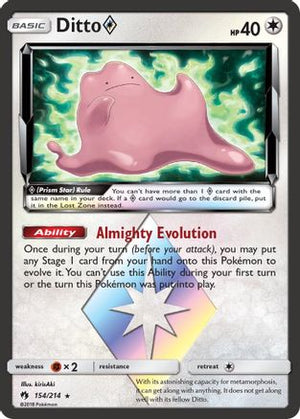 Ditto Prism Star 154/214  - Holofoil SM  Lost Thunder - Prism Rare