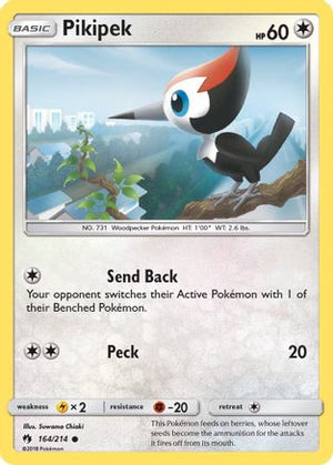 Pikipek (164) (164) 164/214  - Reverse Holofoil SM  Lost Thunder - Common
