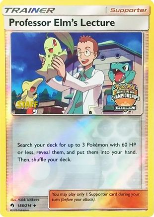 Professor Elm's Lecture (Regional Championships) [Staff] 188/214  - Reverse Holofoil League & Championship Cards - Promo