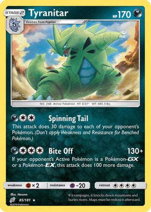 Tyranitar 085/181  - Reverse Holofoil SM  Team Up - Holo Rare
