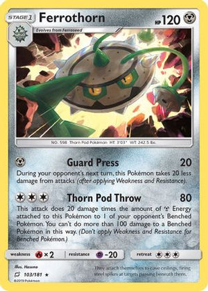 Ferrothorn 103  - Reverse Holofoil SM  Team Up - Rare