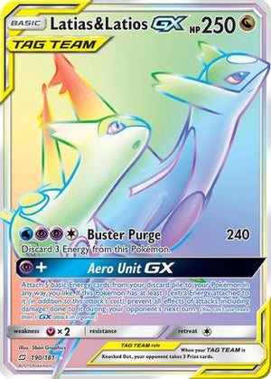 Latias & Latios GX (Secret) 190  - Holofoil SM  Team Up - Secret Rare