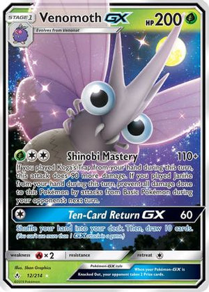Venomoth GX 012/214  - Holofoil SM  Unbroken Bonds - Ultra Rare