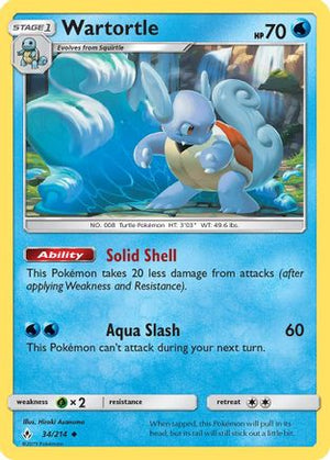 Wartortle 034/214  - Reverse Holofoil SM  Unbroken Bonds - Uncommon
