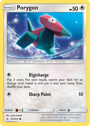 Porygon (154) (154) 154/214  - Reverse Holofoil SM  Unbroken Bonds - Common