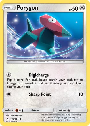 Porygon (154) (154) 154/214  - Reverse Holofoil SM  Unbroken Bonds - Common