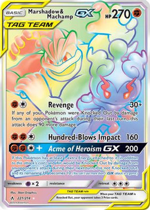 Marshadow & Machamp GX (Secret) 221  - Holofoil SM  Unbroken Bonds - Secret Rare