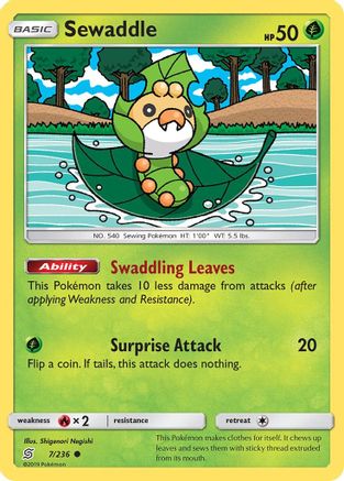 Sewaddle (7) (7) 007/236  - Reverse Holofoil SM  Unified Minds - Common