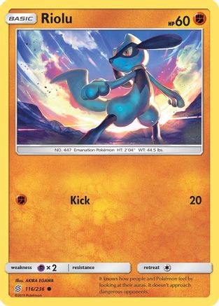 Riolu (116) (116) 116/236  - Reverse Holofoil SM  Unified Minds - Common
