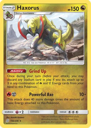 Haxorus 156/236  - Reverse Holofoil SM  Unified Minds - Holo Rare