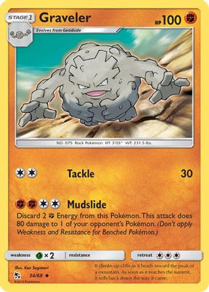 Graveler 034/68  - Reverse Holofoil Hidden Fates - Uncommon