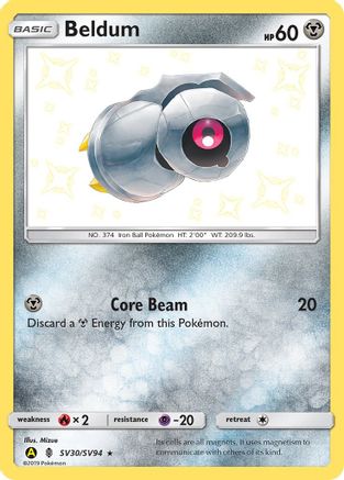 Beldum SV30/SV94  - Holofoil Hidden Fates Shiny Vault - Shiny Holo Rare