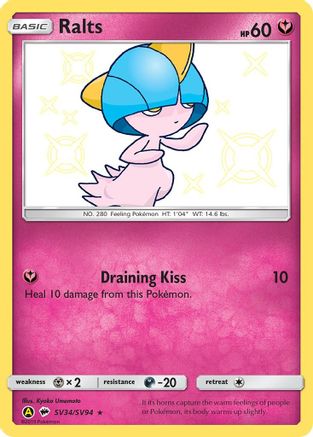 Ralts SV34/SV94  - Holofoil Hidden Fates Shiny Vault - Shiny Holo Rare