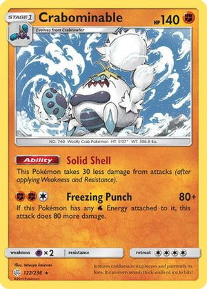 Crabominable 122  - Reverse Holofoil SM  Cosmic Eclipse - Rare