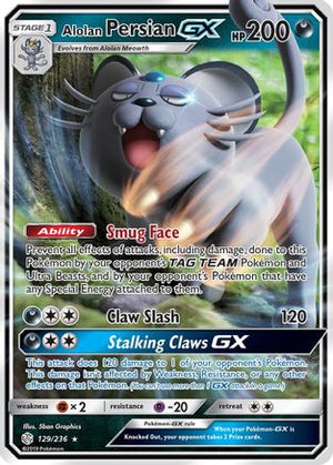 Alolan Persian GX 129/236  - Holofoil SM  Cosmic Eclipse - Ultra Rare