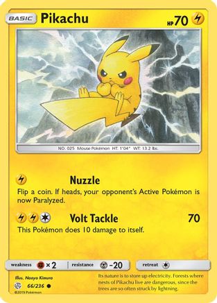 Pikachu 066/236  - Reverse Holofoil SM  Cosmic Eclipse - Common
