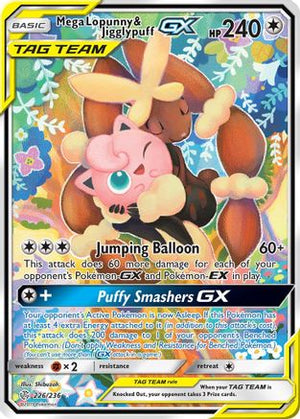 Mega Lopunny & Jigglypuff GX (Alternate Full Art) 226  - Holofoil SM  Cosmic Eclipse - Ultra Rare