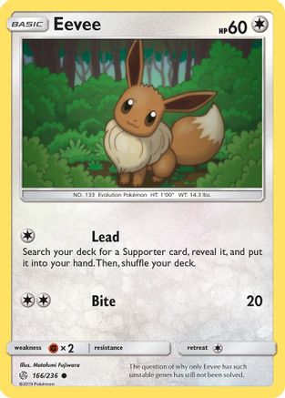 Eevee 166/236  - Reverse Holofoil SM  Cosmic Eclipse - Common