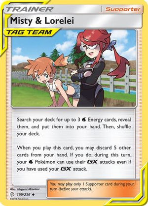 Misty & Lorelei 199/236  - Reverse Holofoil SM  Cosmic Eclipse - Uncommon