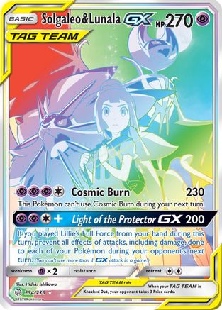 Solgaleo & Lunala GX (Secret) 254  - Holofoil SM  Cosmic Eclipse - Secret Rare