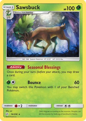 Sawsbuck 016/236  - Holofoil SM  Cosmic Eclipse - Holo Rare