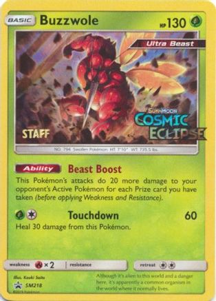 Buzzwole (Prerelease) [Staff] SM218  - Holofoil SM Promos - Promo
