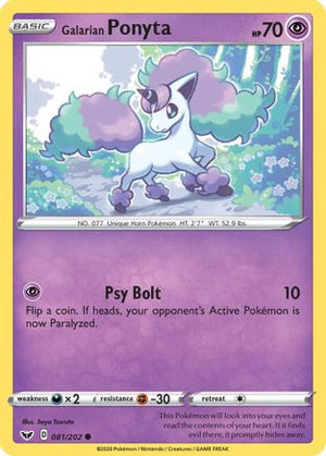 Galarian Ponyta 081/202  - Reverse Holofoil SWSH01 Sword & Shield Base Set - Common