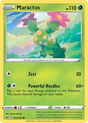 Maractus 007/202  - Reverse Holofoil SWSH01 Sword & Shield Base Set - Common
