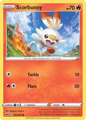Scorbunny (031) (031) 031/202  - Reverse Holofoil SWSH01 Sword & Shield Base Set - Common
