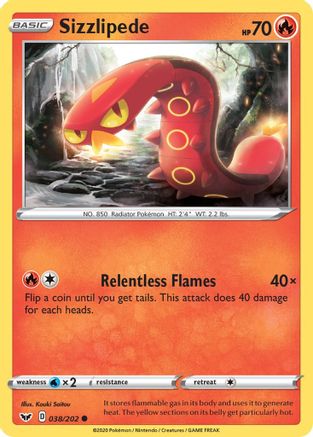 Sizzlipede (038) (038) 038/202  - Reverse Holofoil SWSH01 Sword & Shield Base Set - Common