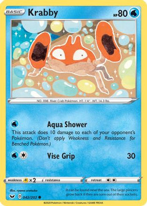 Krabby (042) (042) 042/202  - Reverse Holofoil SWSH01 Sword & Shield Base Set - Common
