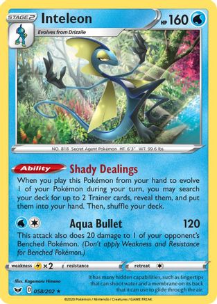 Inteleon (058) (058) 058/202  - Holofoil SWSH01 Sword & Shield Base Set - Holo Rare