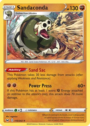 Sandaconda (110) (110) 110/202  - Holofoil SWSH01 Sword & Shield Base Set - Holo Rare