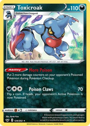 Toxicroak 124/202  - Holofoil SWSH01 Sword & Shield Base Set - Holo Rare
