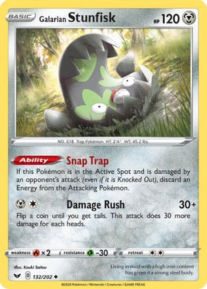 Galarian Stunfisk 132/202  SWSH01 Sword & Shield Base Set - Uncommon
