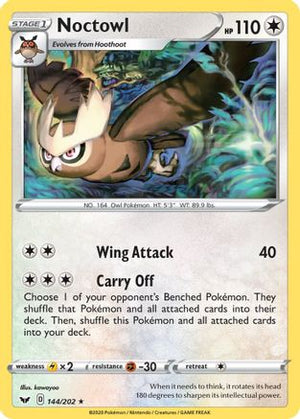 Noctowl 144/202  SWSH01 Sword & Shield Base Set - Rare