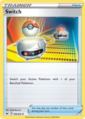Switch 183/202  - Reverse Holofoil SWSH01 Sword & Shield Base Set - Uncommon