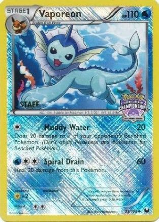 Vaporeon (State Championships) [Staff] 025/108  - Reverse Holofoil League & Championship Cards - Promo