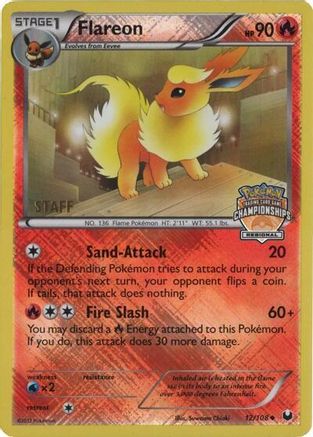 Flareon (Regional Championships) [Staff] 012/108  - Reverse Holofoil League & Championship Cards - Promo