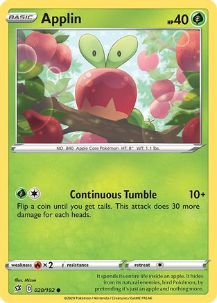 Applin (20) (20) 020/192  - Reverse Holofoil SWSH02 Rebel Clash - Common