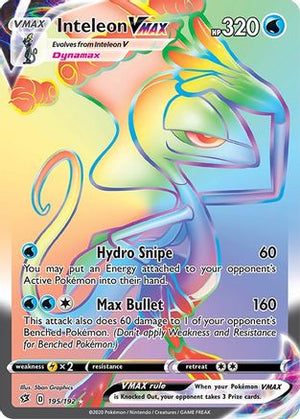 Inteleon VMAX (Secret) 195/192  - Holofoil SWSH02 Rebel Clash - Secret Rare